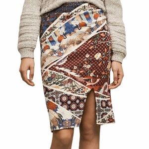 Anthropologie Maeve Vannia Asian Crane Pencil Skirt Women's Small S
